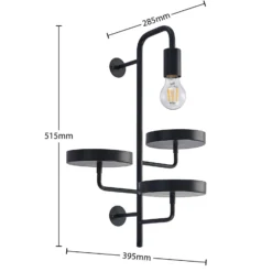 Lindby seinävalaisin Hanjo, korkeus 50 cm, musta, metallia