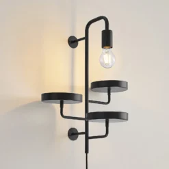 Lindby seinävalaisin Hanjo, korkeus 50 cm, musta, metallia