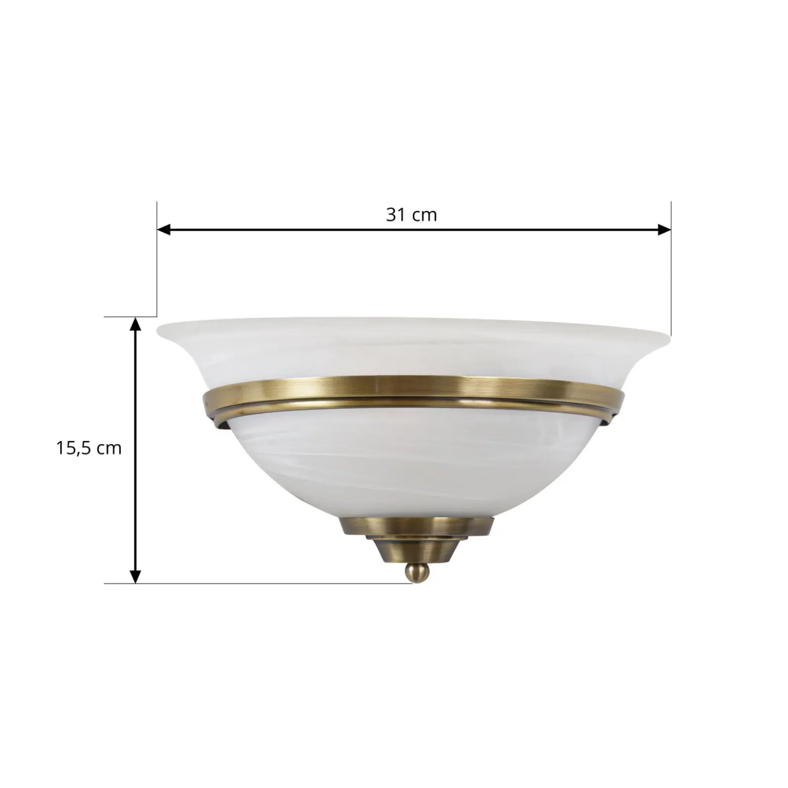 Lindby seinävalaisin Irimia, 31 cm, vanha messinki, lasi