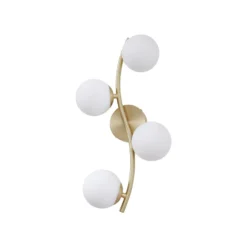 Lindby seinävalaisin Josiana, opaali/messinki, 48 cm, pallo, lasi