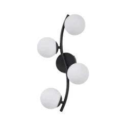 Lindby seinävalaisin Josiana, opaali/musta, 48 cm, pallo, lasi