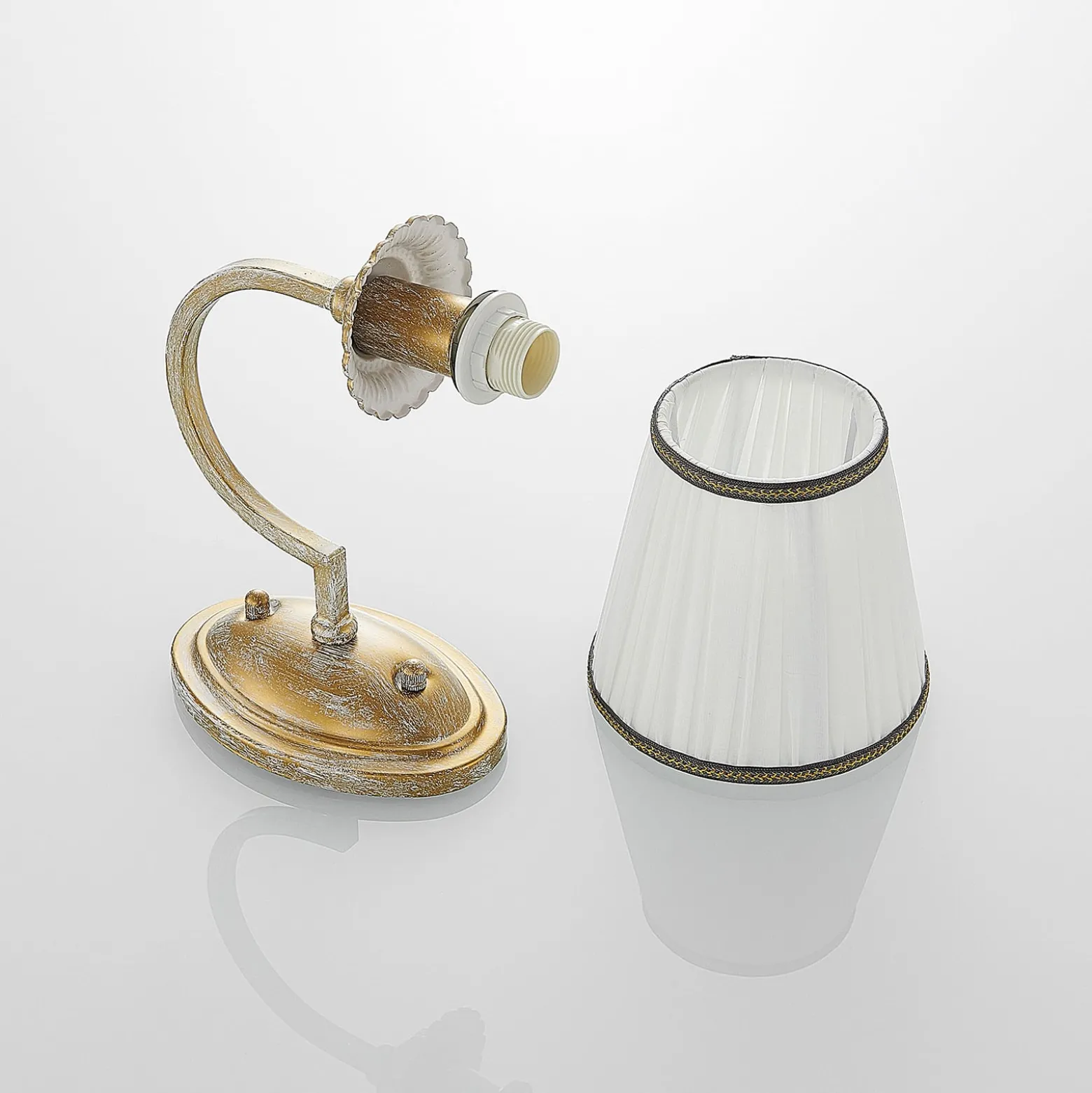 Lindby seinävalaisin Lumiel, kerma/messinki, tekstiili, 27cm