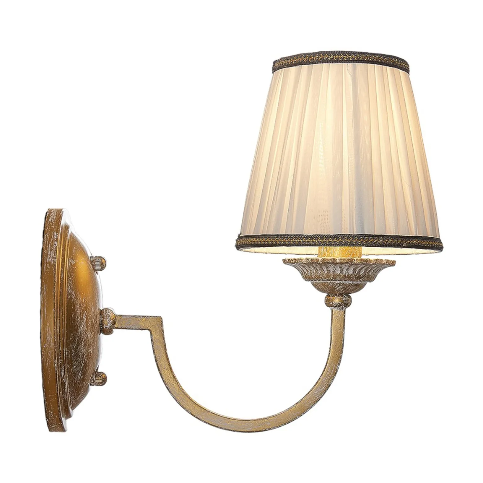 Lindby seinävalaisin Lumiel, kerma/messinki, tekstiili, 27cm
