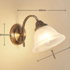 Lindby seinävalaisin Mialina, 20 cm, antiikkimessinkiä, metallia, lasia