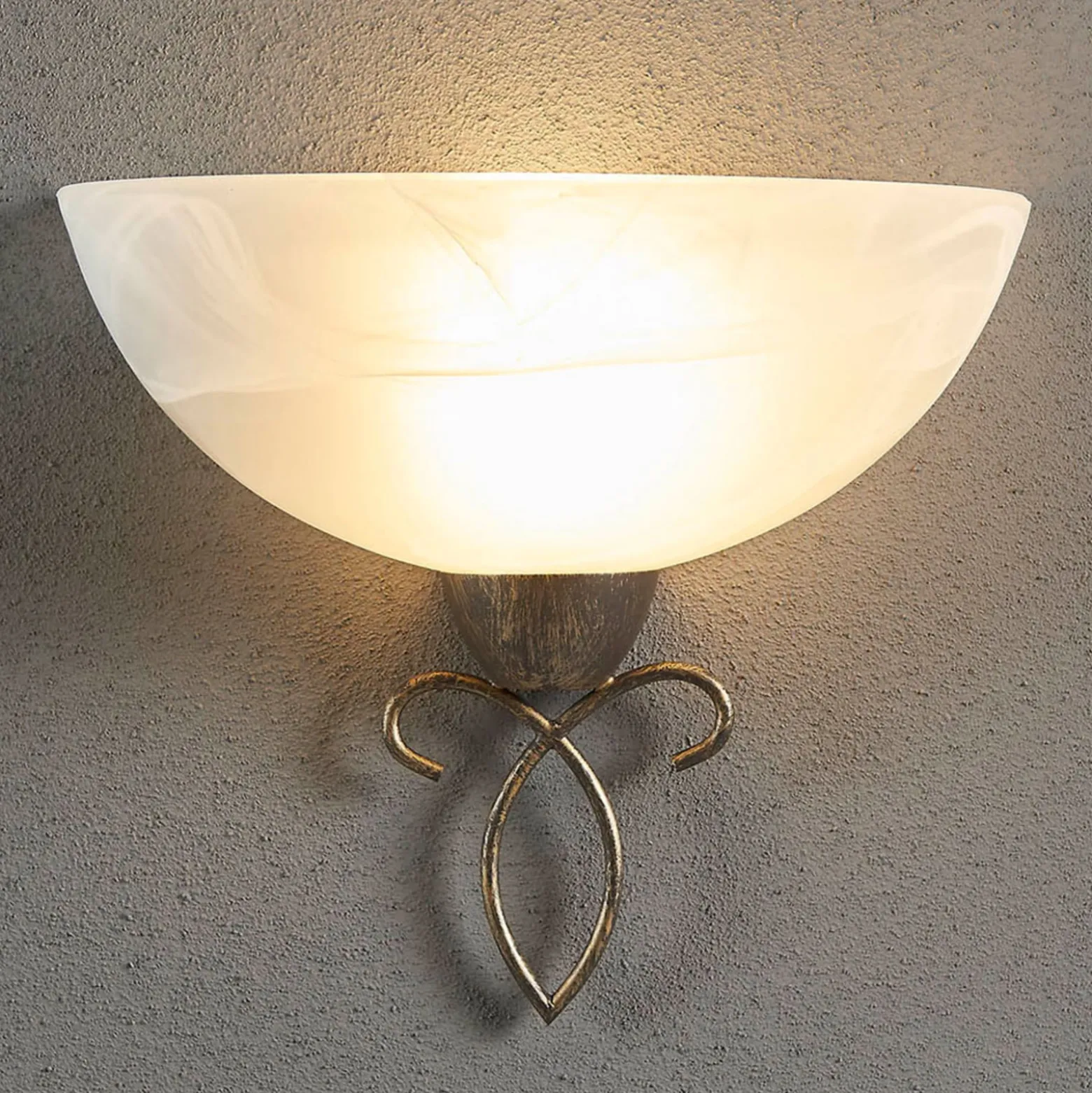 Lindby seinävalaisin Mohija, 25 cm, musta/kulta, lasi, E27