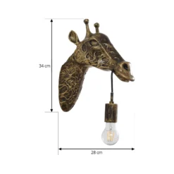 Lindby seinävalaisin Nirvathia, 35 cm, kirahvi, messingin värinen