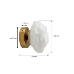 Lindby seinävalaisin Piatra, opaali/messinki, lasi, Ø 16 cm, G9