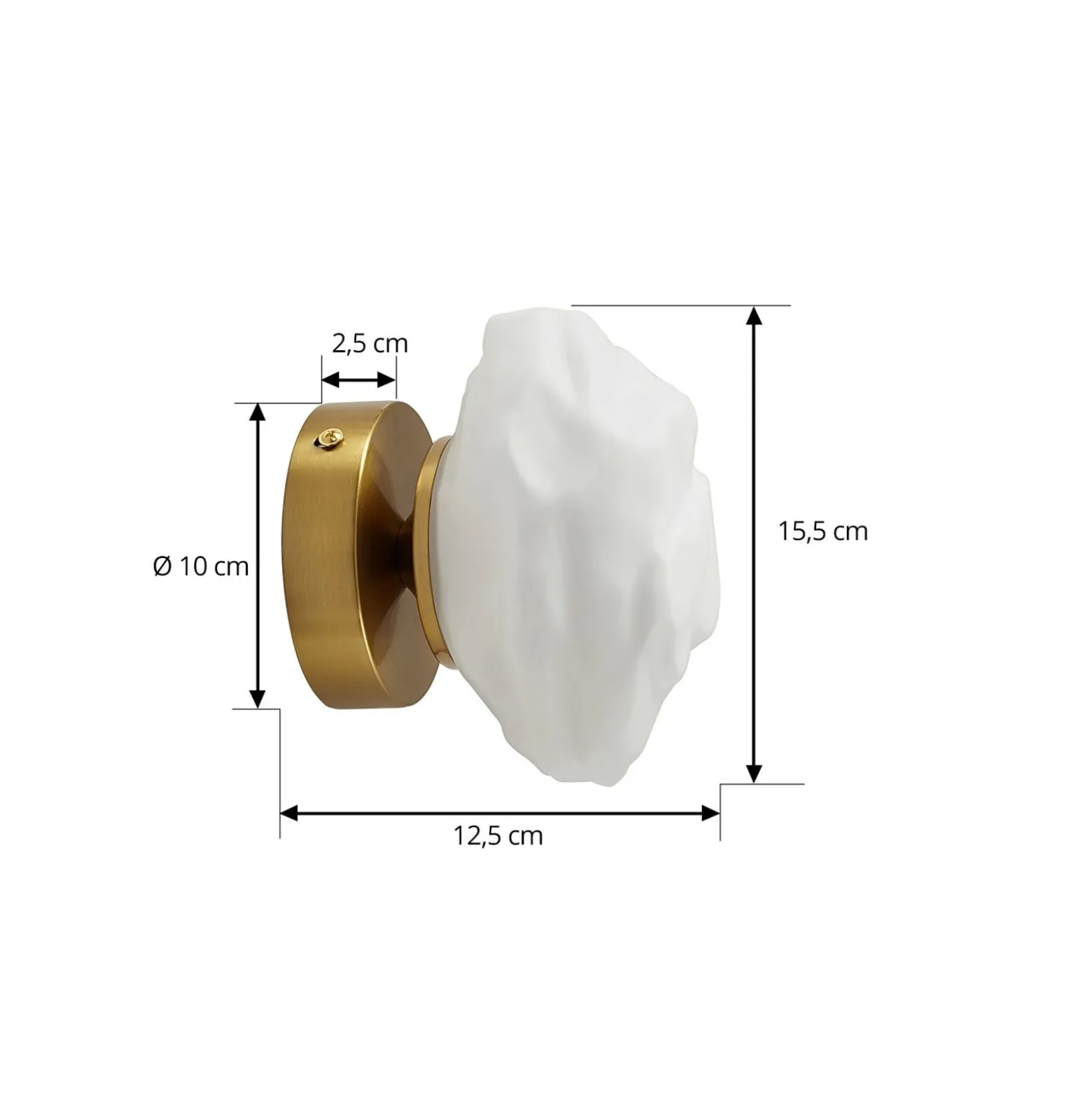 Lindby seinävalaisin Piatra, opaali/messinki, lasi, Ø 16 cm, G9