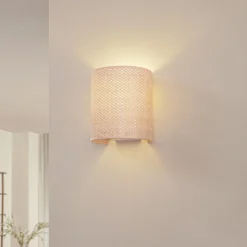Lindby seinävalaisin Soula, 20 cm, beige, muovi, E27
