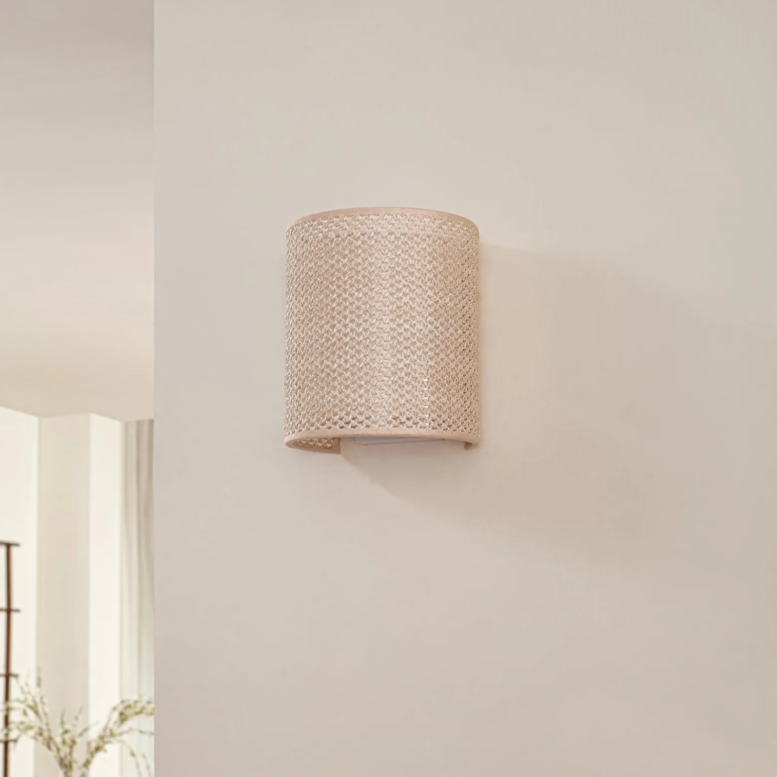 Lindby seinävalaisin Soula, 20 cm, beige, muovi, E27