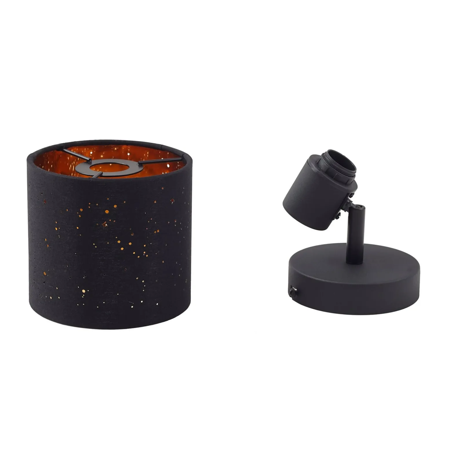 Lindby seinävalaisin Vasilia, Ø 12 cm, musta/kulta, kangasta