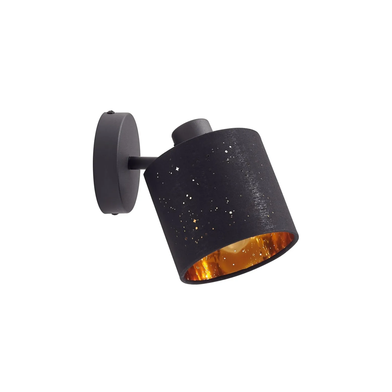 Lindby seinävalaisin Vasilia, Ø 12 cm, musta/kulta, kangasta