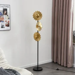 Lindby Senmia lattiavalaisin, kultainen, kolmilamppuinen