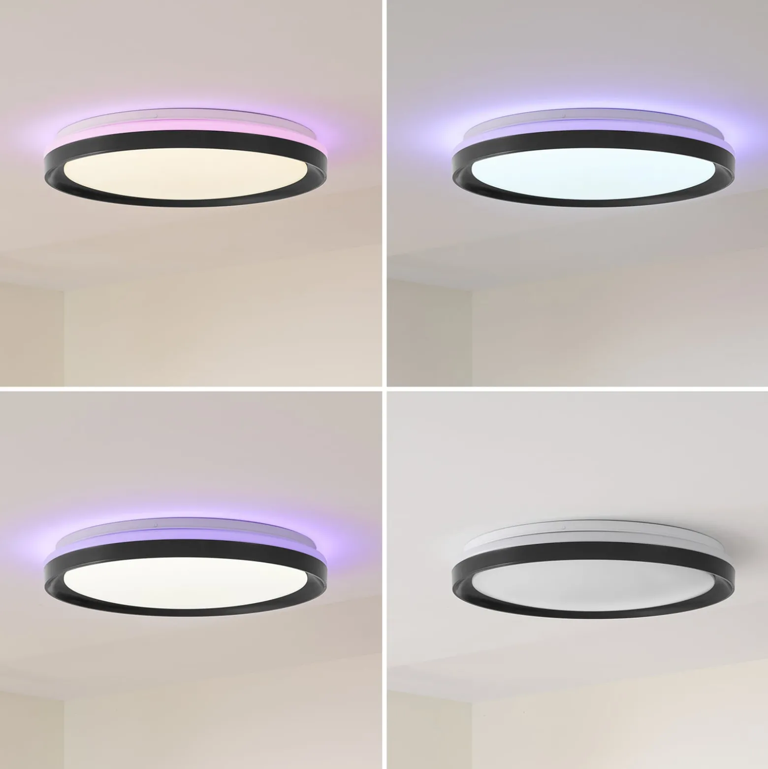 Lindby Smart LED kattovalaisin Ardena, RGBIC, korkeus 8.5cm, Tuya