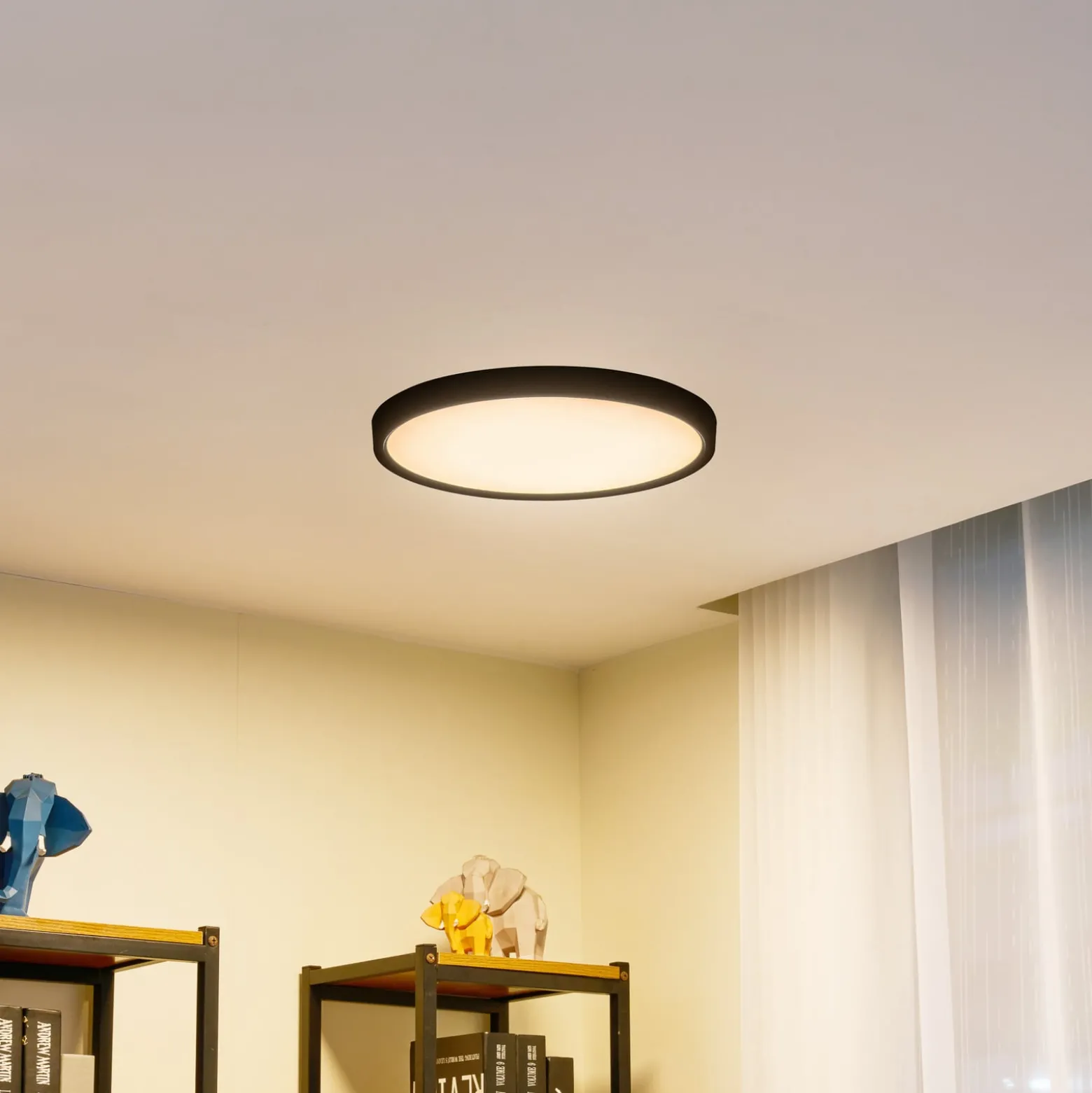Lindby Smart LED kattovalaisin Pravin, Ø 40 cm, CCT, musta