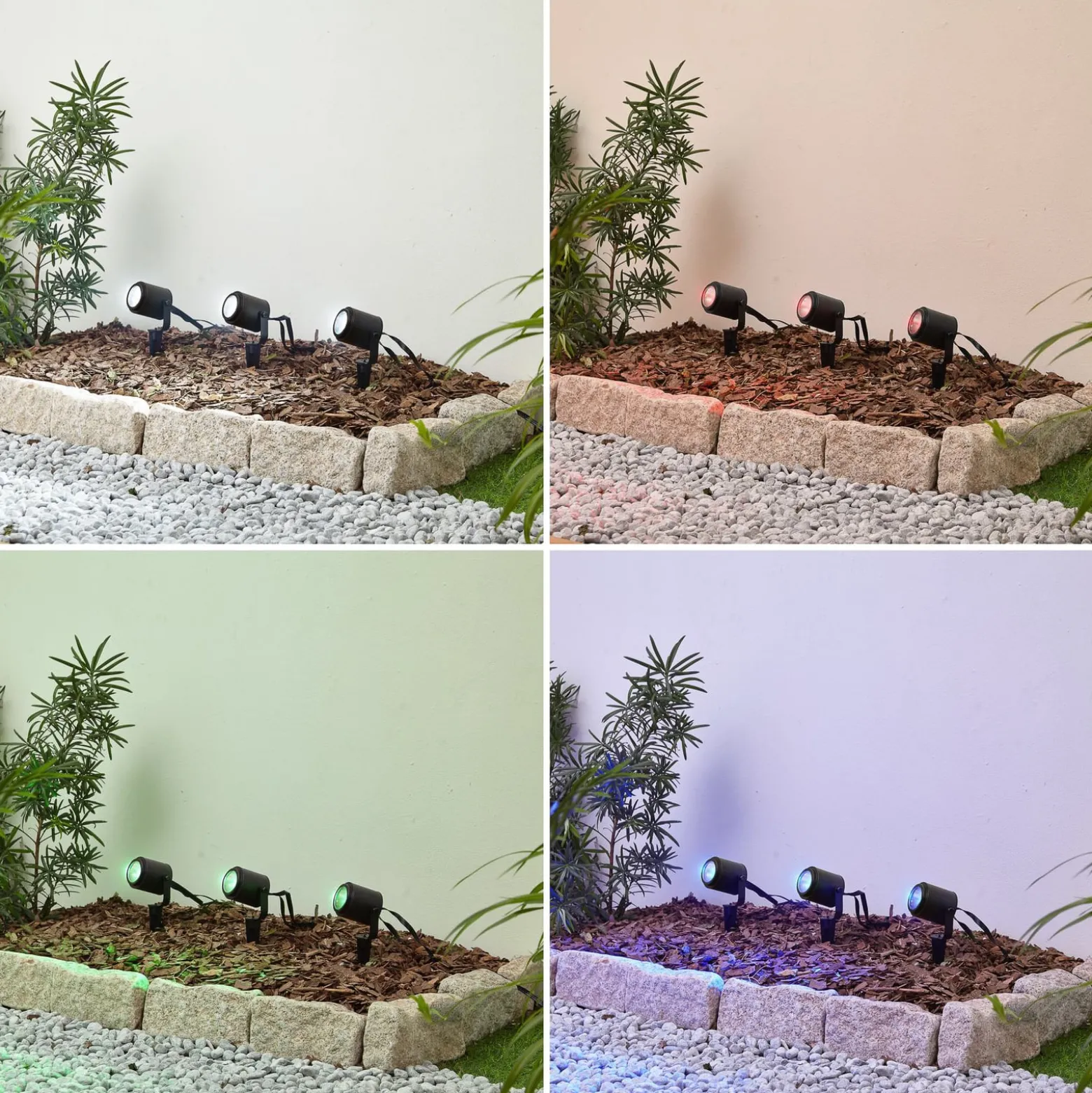 Lindby Smart LED-kohdevalaisin ulos Nymo, CCT, RGB, Tuya, 3 kpl:n sarja