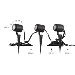 Lindby Smart LED-kohdevalaisin ulos Nymo, CCT, RGB, Tuya, 3 kpl:n sarja