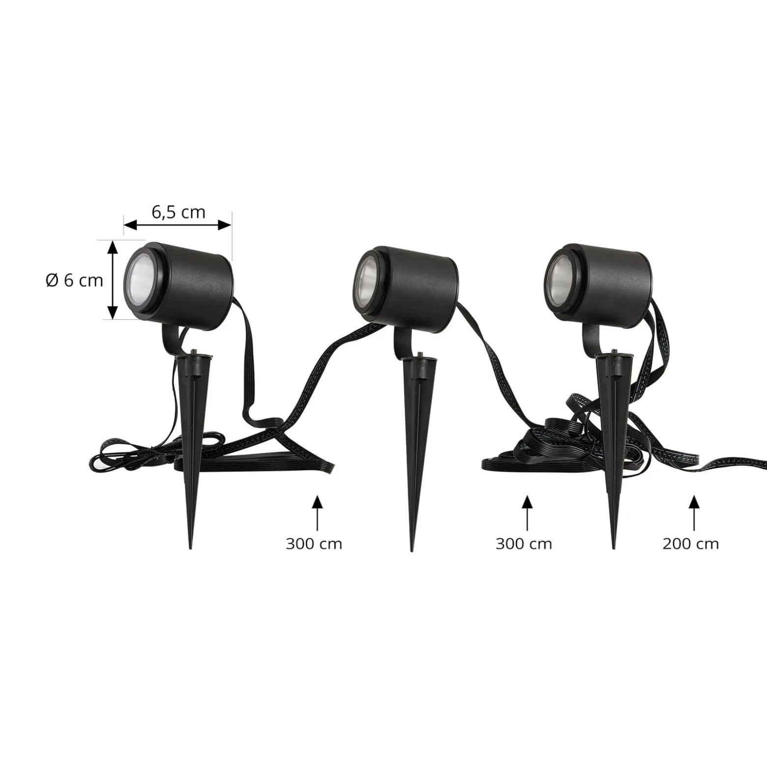 Lindby Smart LED-kohdevalaisin ulos Nymo, CCT, RGB, Tuya, 3 kpl:n sarja