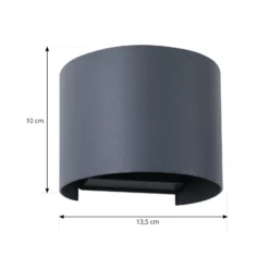 Lindby Smart LED-ulkoseinälamppu Dara, harmaa, pyöreä, CCT RGB, Tuya