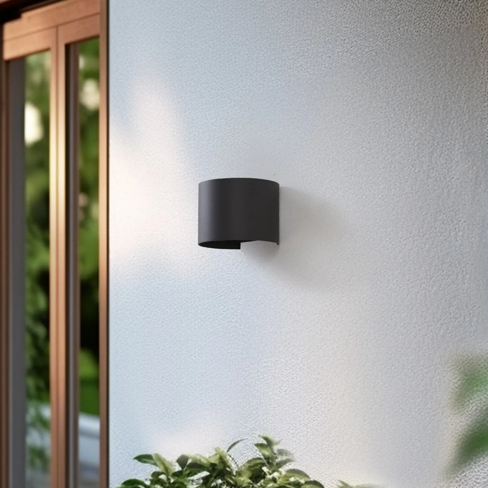 Lindby Smart LED-ulkoseinälamppu Dara, harmaa, pyöreä, CCT RGB, Tuya