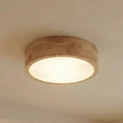 Lindby Tanju -kattovalaisin, halkaisija 30 cm, 2-lamppuinen, kumipuu, E27