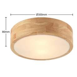 Lindby Tanju -kattovalaisin, halkaisija 30 cm, 2-lamppuinen, kumipuu, E27