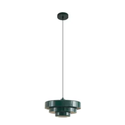 Lindby Tivra -riippuvalaisin, kiiltävä vihreä, Ø 35 cm, metalli