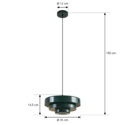 Lindby Tivra -riippuvalaisin, kiiltävä vihreä, Ø 35 cm, metalli