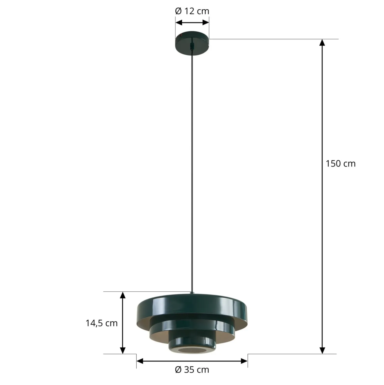 Lindby Tivra -riippuvalaisin, kiiltävä vihreä, Ø 35 cm, metalli