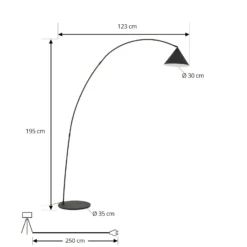 Lindby Triangolo -kaarilamppu, musta, korkeus 195 cm, metalli E27