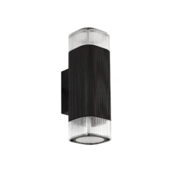 Lindby ulkoseinälamppu Halvar, musta, 24 cm, 2 x GU10, IP65