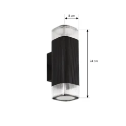 Lindby ulkoseinälamppu Halvar, musta, 24 cm, 2 x GU10, IP65