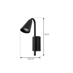 Lindby ulkoseinälamppu Sorvete, musta, metalli, korkeus 33 cm