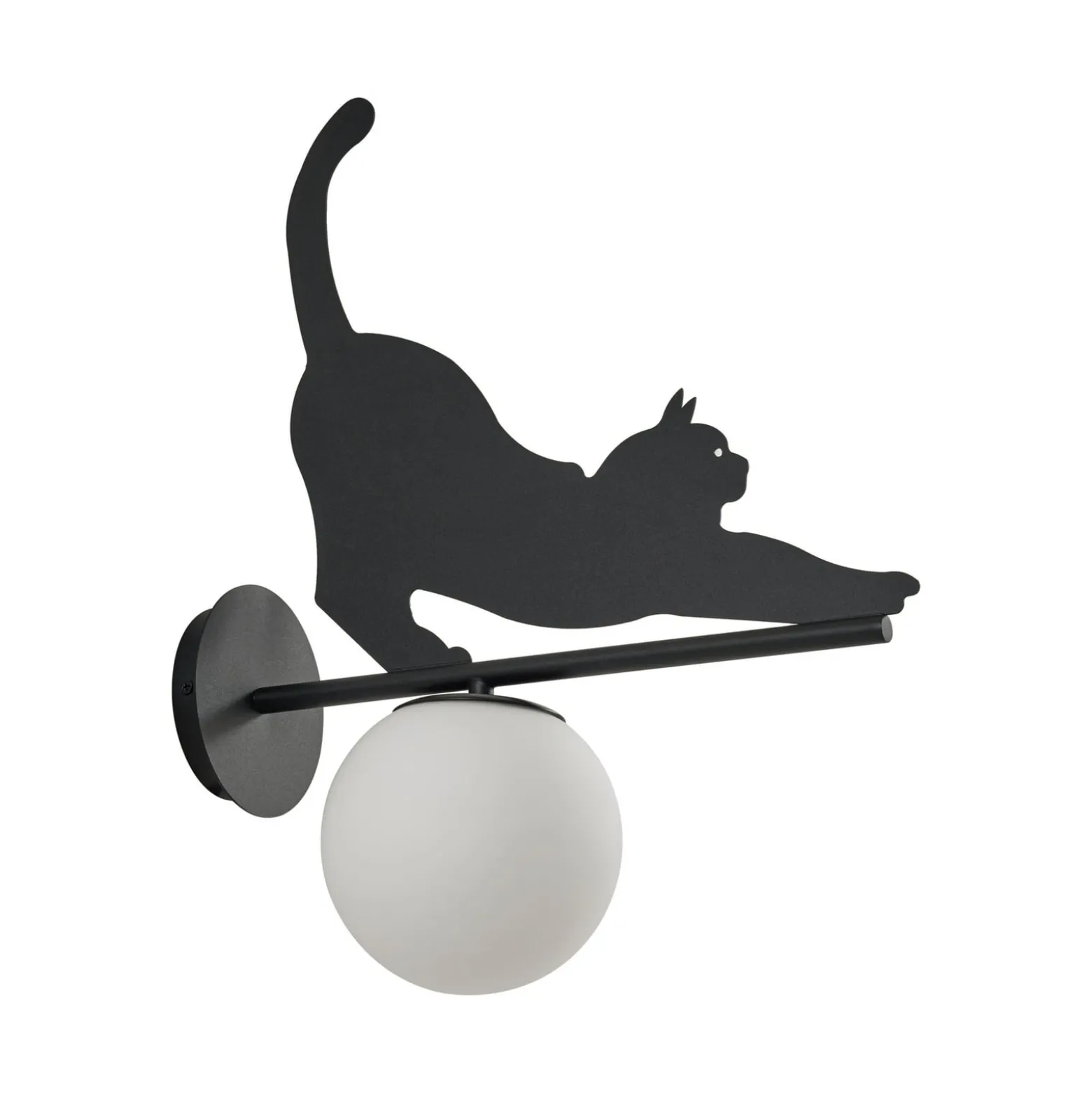 Lindby ulkoseinävalaisin Katti, metalli, musta, IP44, kissa