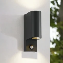 Lindby ulkoseinävalaisin Palina, anturi, IP44, antrasiitti