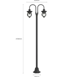 Lindby ulkovalaisin Farley, 215 cm, 2-valo, IP44, E27