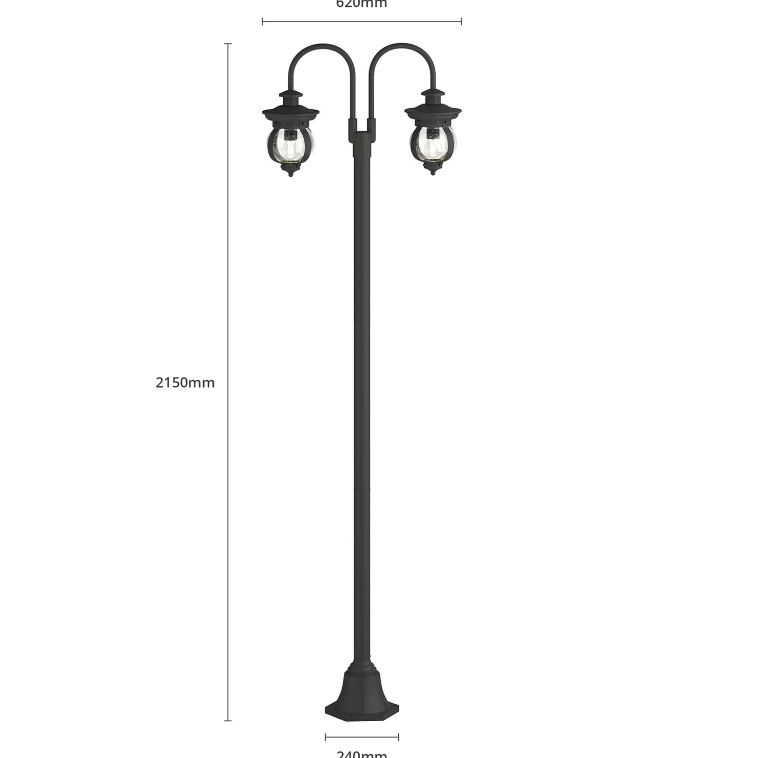 Lindby ulkovalaisin Farley, 215 cm, 2-valo, IP44, E27