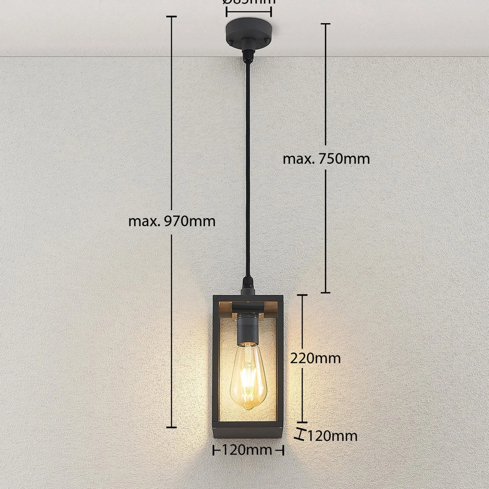 Lindby ulkovalaisin Filimon, antrasiitti, 22 cm, IP44, E27