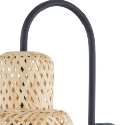 Lindby Venora seinävalaisin, korkeus 43 cm, musta, puu, bambu