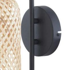 Lindby Venora seinävalaisin, korkeus 43 cm, musta, puu, bambu