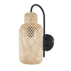 Lindby Venora seinävalaisin, korkeus 43 cm, musta, puu, bambu