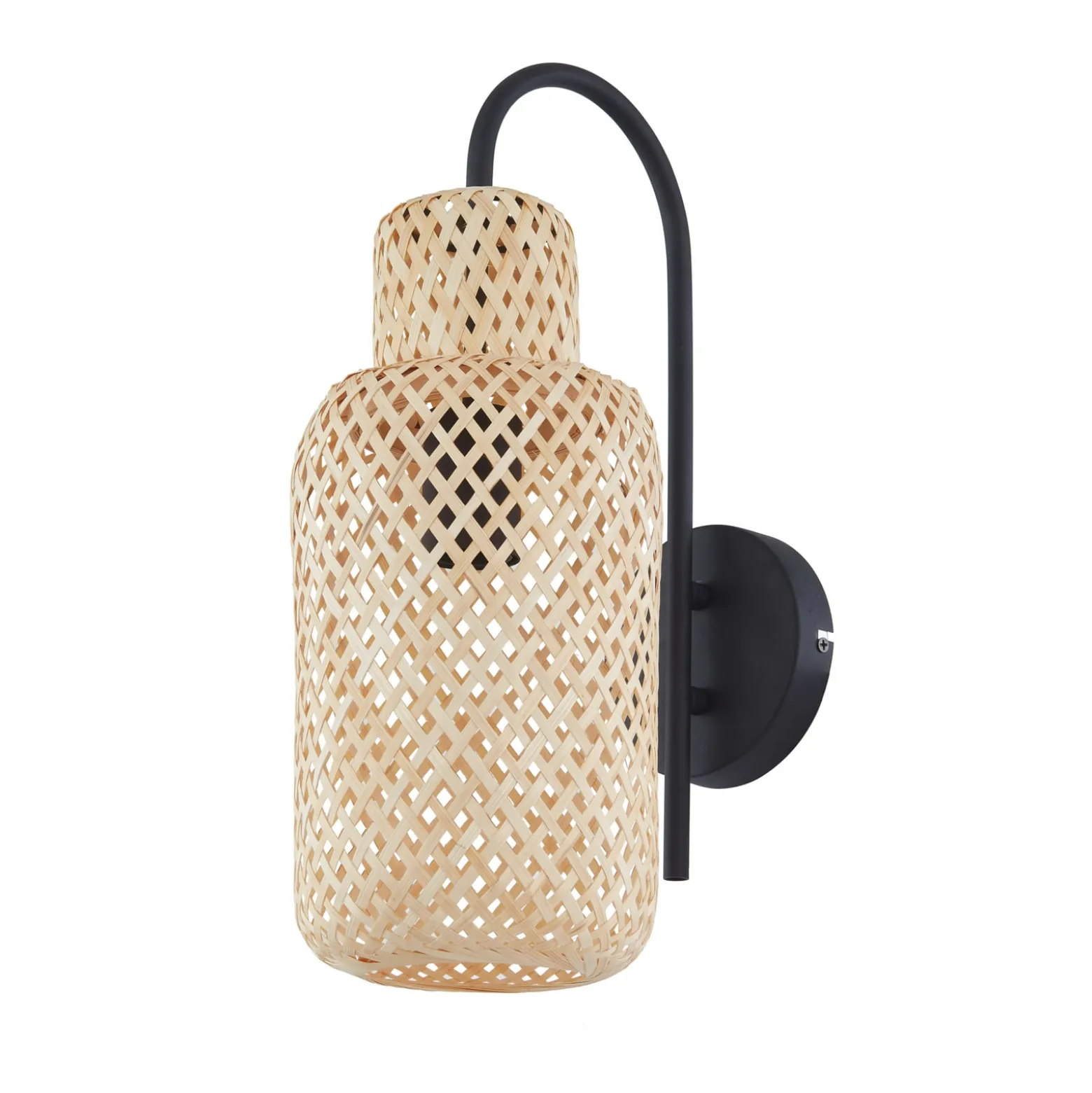 Lindby Venora seinävalaisin, korkeus 43 cm, musta, puu, bambu