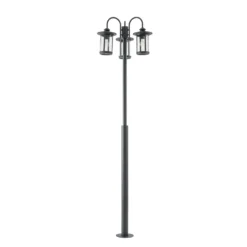 Lindby Zayn -ulkovalaisin, musta, 3-lamppuinen, korkeus 220 cm, IP65