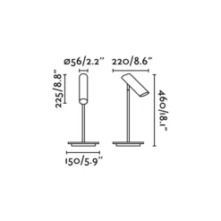 Link pöytävalaisin, mattamusta, terästä, korkeus 46 cm