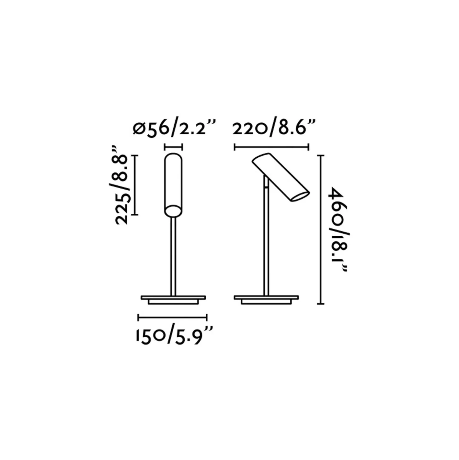 Link pöytävalaisin, mattamusta, terästä, korkeus 46 cm