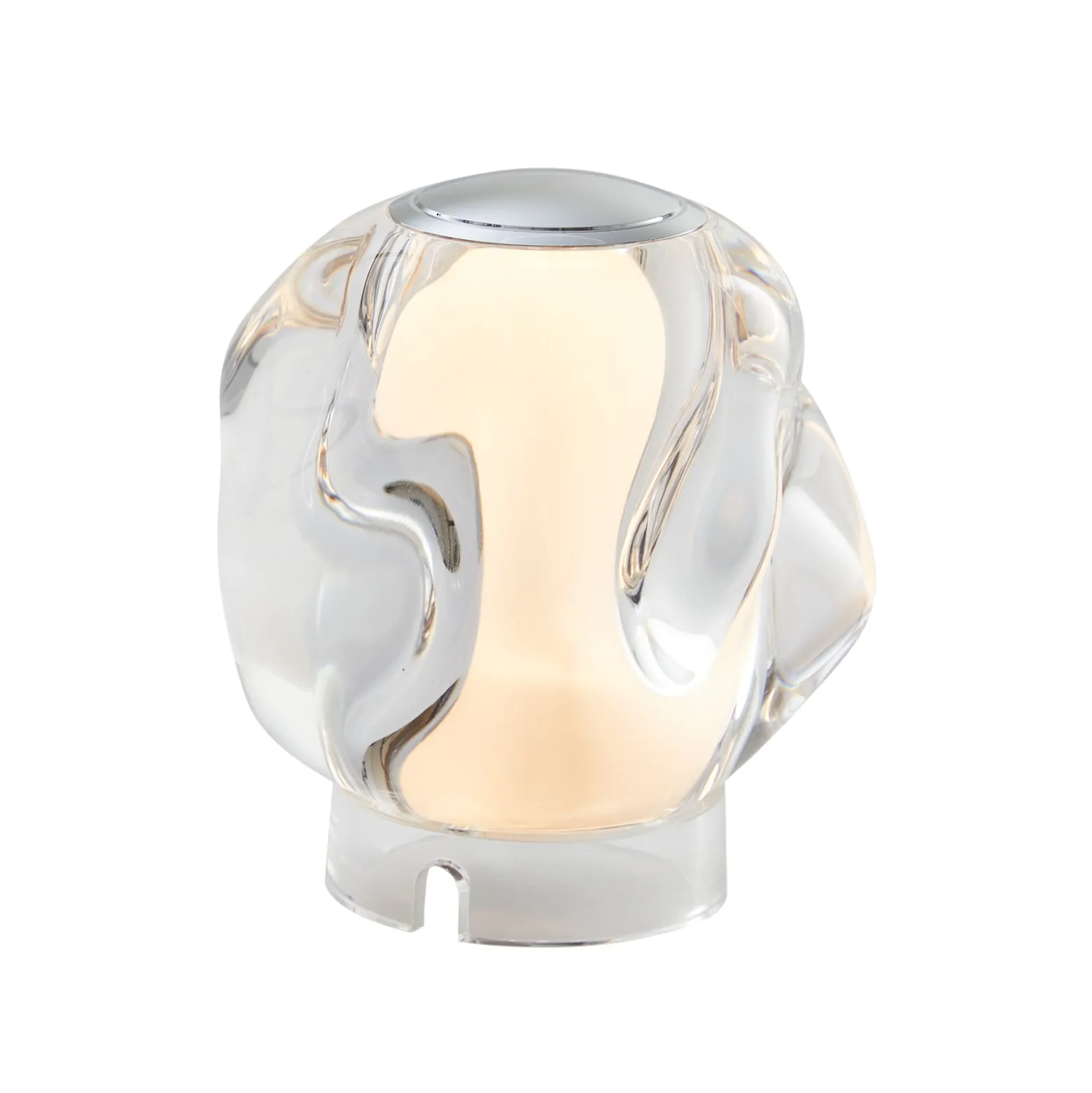 LOOM DESIGN LED-akkukäyttöinen pöytävalaisin Ice Ball, kromi, Ø 10,5 cm
