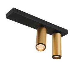 LOOM DESIGN LED-kattokohdevalo X-Beam, 2-lamppuinen, musta/kulta