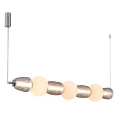 LOOM DESIGN LED-riippuvalaisin Pearl 7, harmaa/kromi, lasi, 110 cm