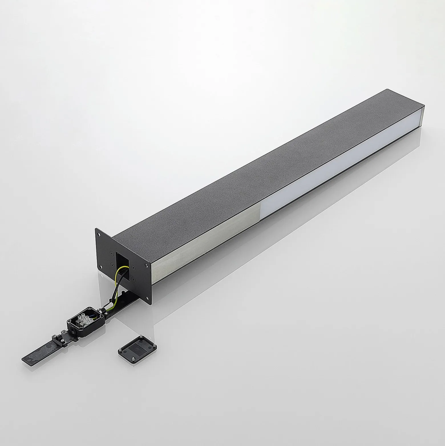 Lucande Aegisa LED-projektorivalaisin, 80 cm, antrasiitti, metalli, IP54