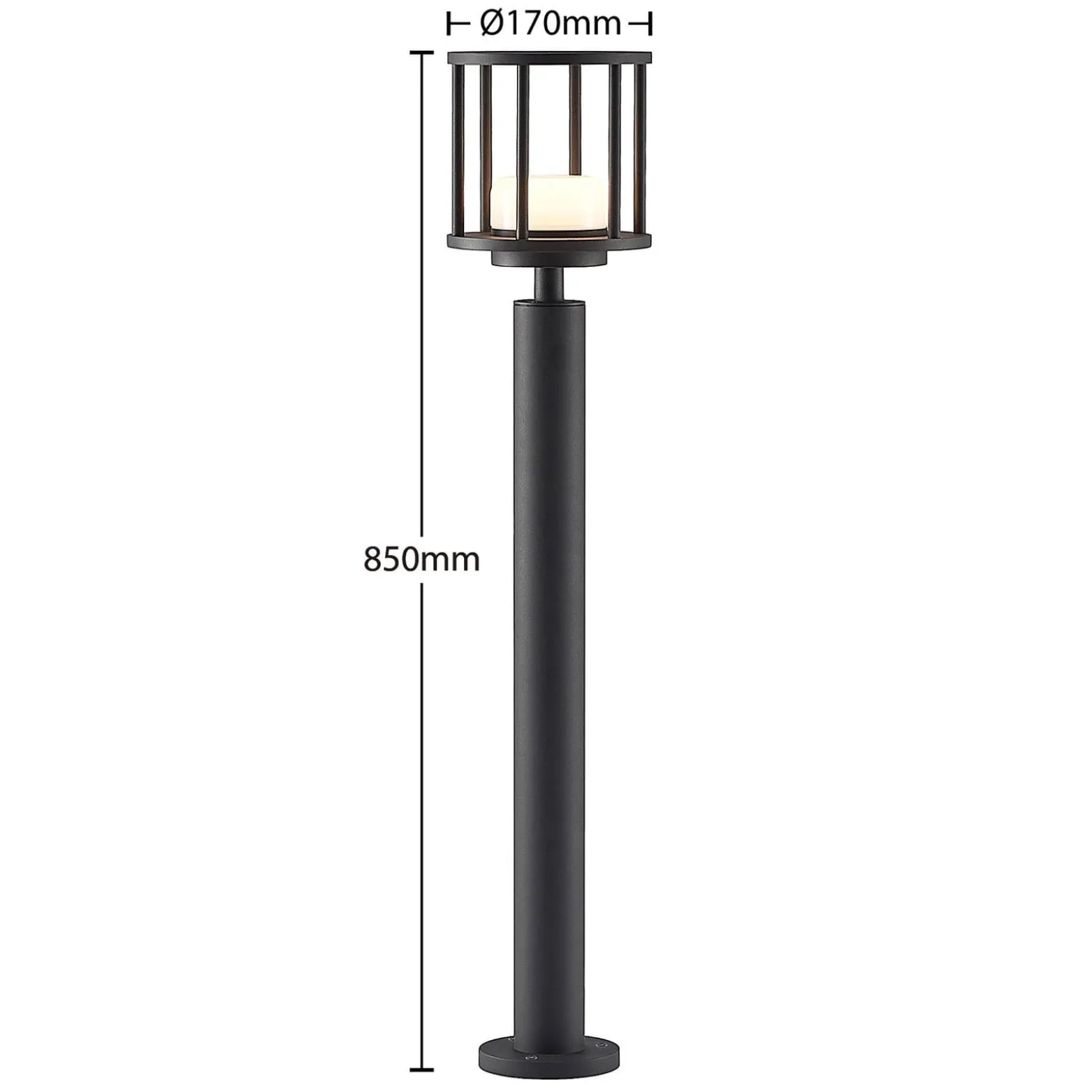 Lucande Berenike seinävalaisin, 85 cm, tummanharmaa, metallia, GX53